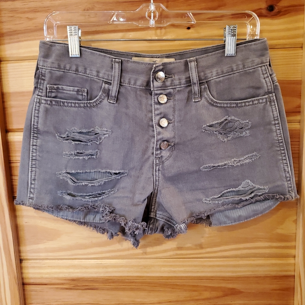 Hollister Gray High Waist Women Shorts